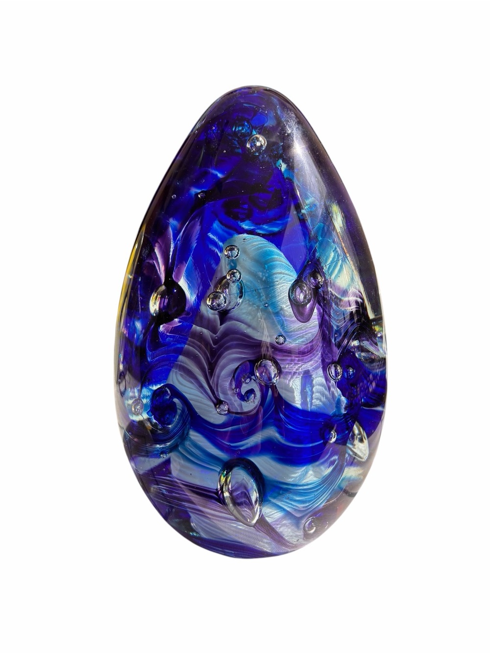 Mount St Helens Ash Art Glass Egg Paperweight Signed